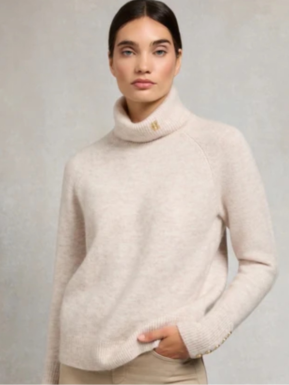Hollander Cooper Tori Knit Turtleneck Sweater In Barley S